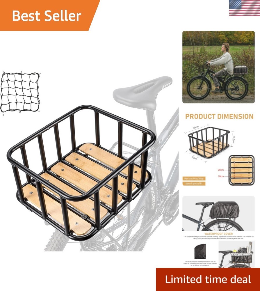 Multi-Purpose Large Bicycle Basket - Rack Mount with Easy Installation Features