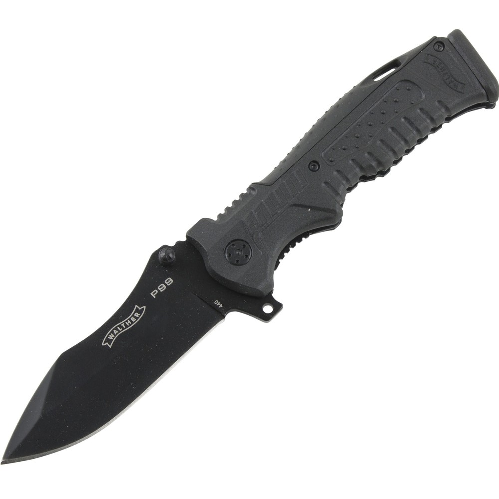 Walther P99 Black Linerlock Pocket Knife 3 Changeable Handle Backs