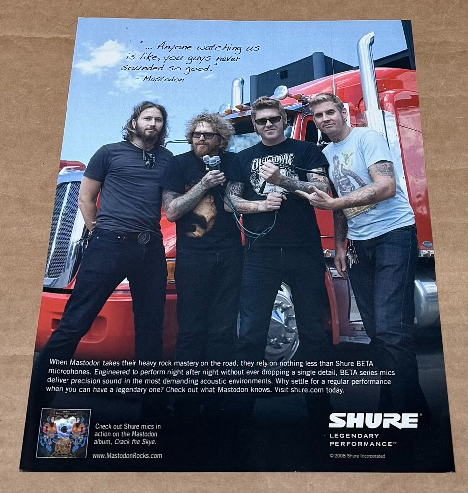 SHURE MICS - MASTODON - 2009 Print Advertisement