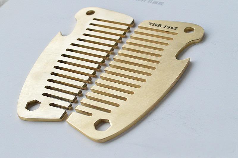 Solid Brass Hair Beared Comb with Bottle Opener Wrench EDC Portable Multi Tools