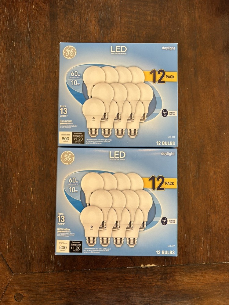 24 Bulbs GE Daylight Led Light 10W Replacement 60W General Purpose Dimmable A19