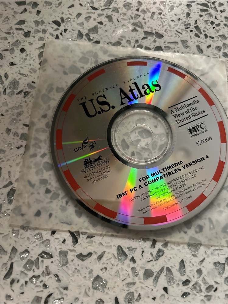 The Software Toolworks U.S. Atlas Disc CD-ROM IBM PC Version 4