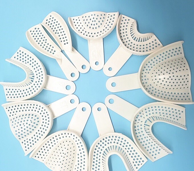 Dental Plastic Impression Trays Disposable Without Mesh Holder Upper Lower 1pair