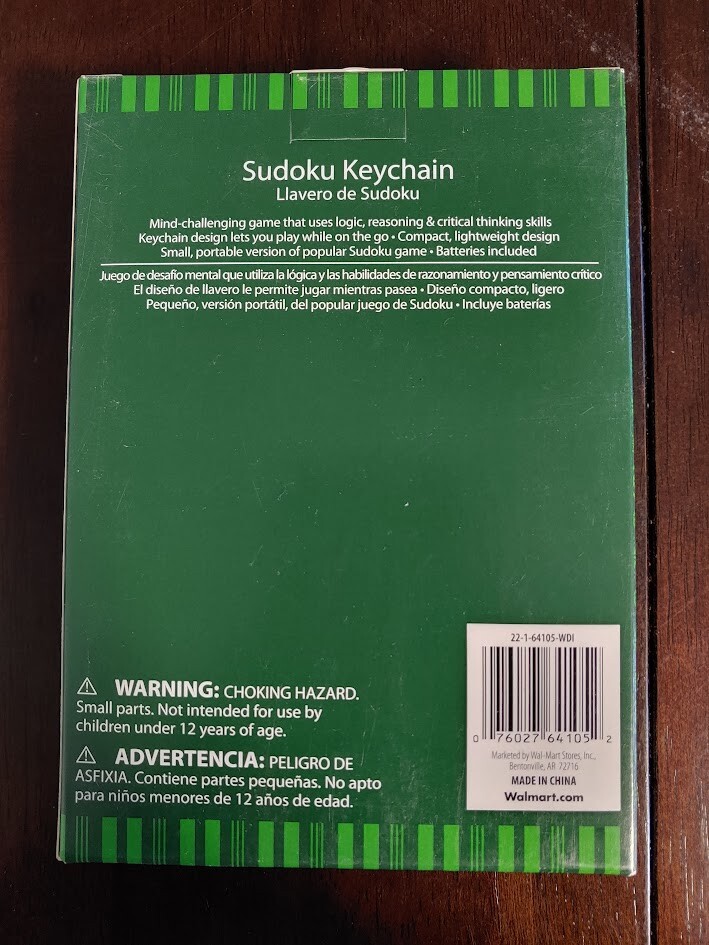 Sudoku Keychain Portable Game New