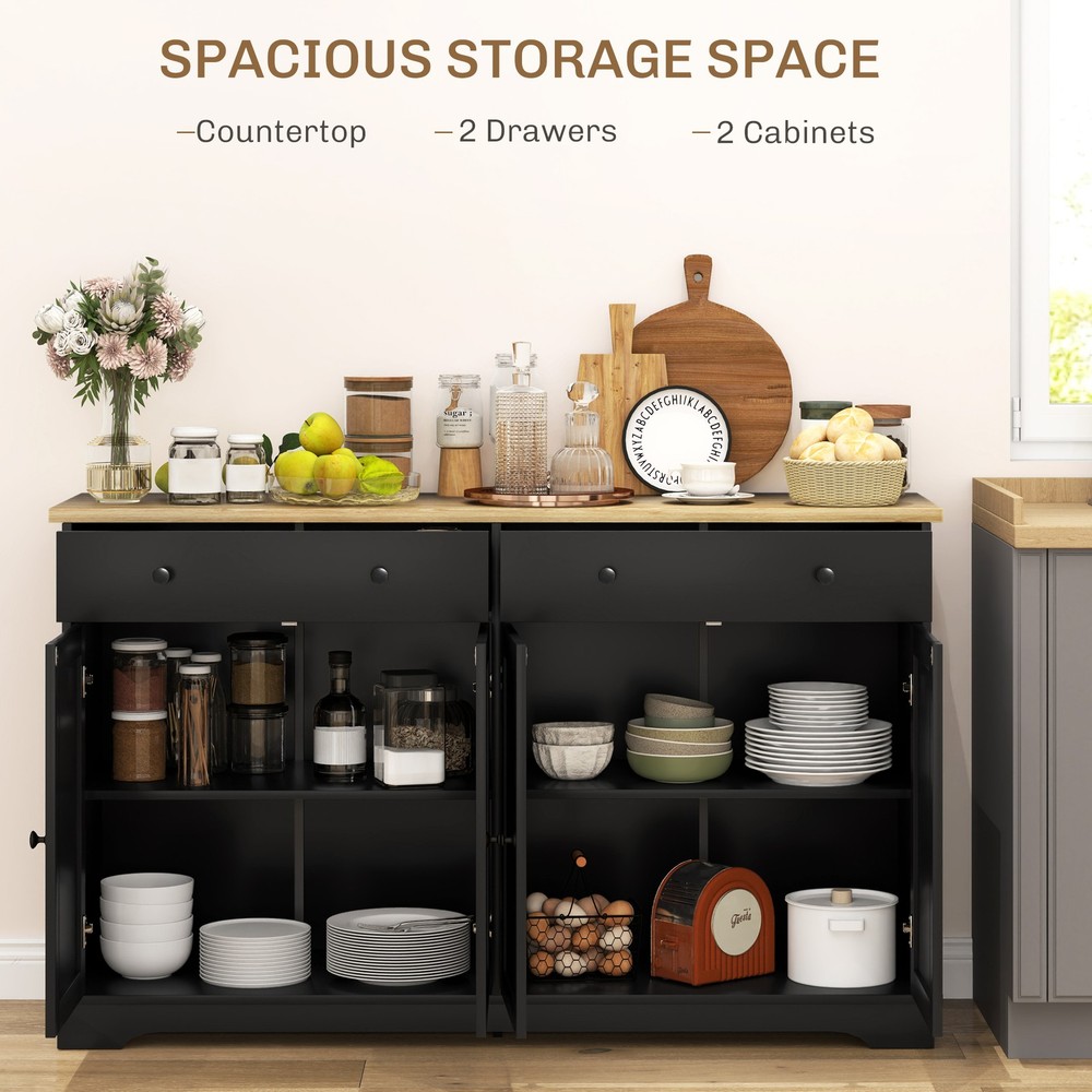 Modern Sideboard, Buffet Cabinet with Storage Drawers, Adjustable Shelves