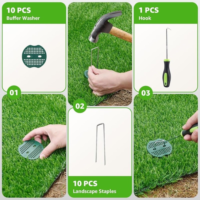 Durable Artificial Grass Turf UV Resistant Easy Drainage Soft Surface Pets New