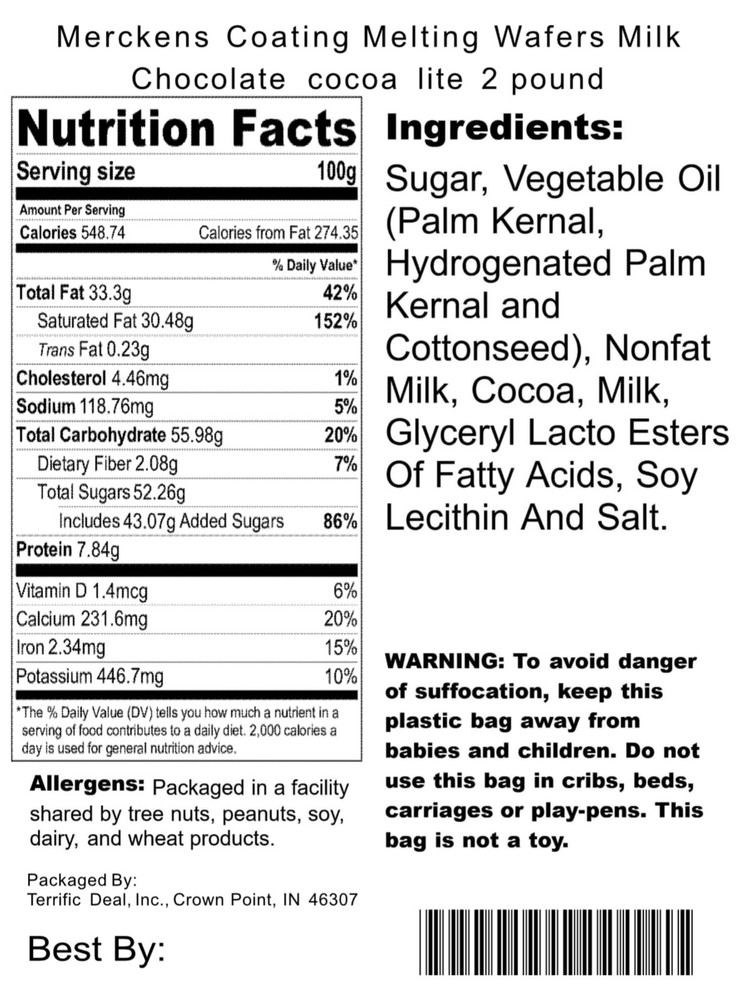 Coating Melting Wafers Milk Chocolate Cocoa Lite, 2 Pound