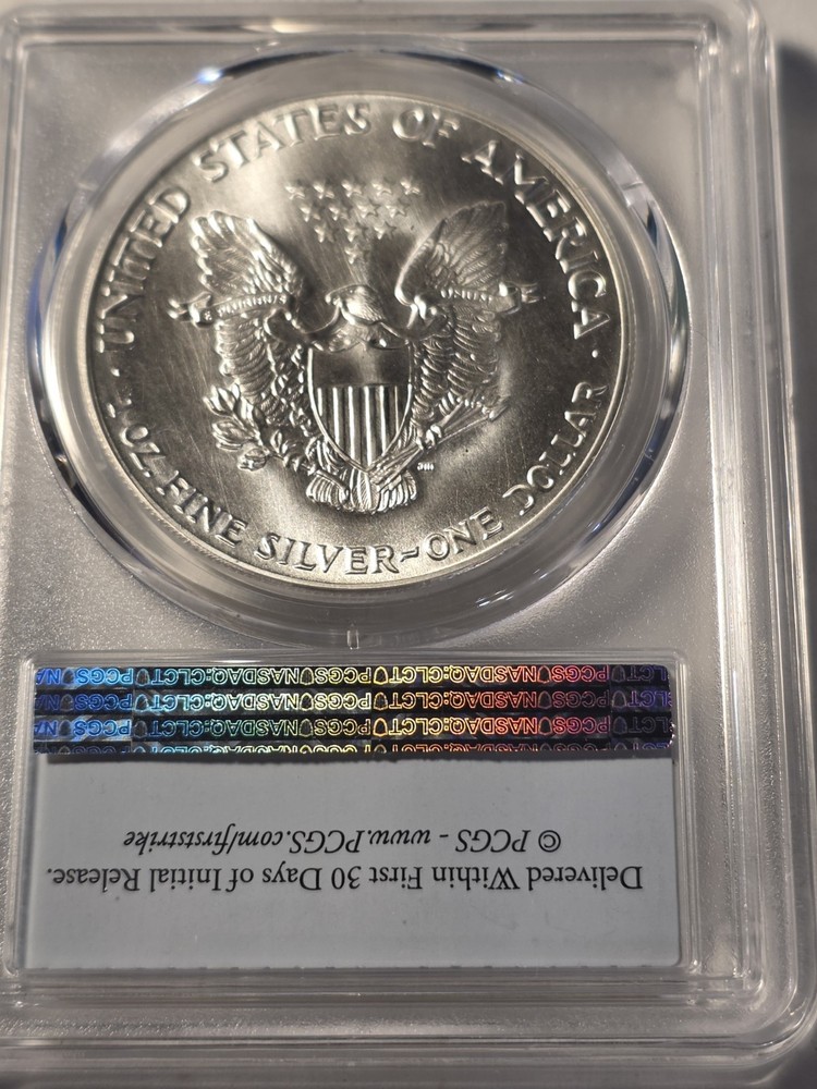 1987 Silver Eagle PCGS MS69 First Strike BLAST WHITE GEM 2nd Year-Flag Label