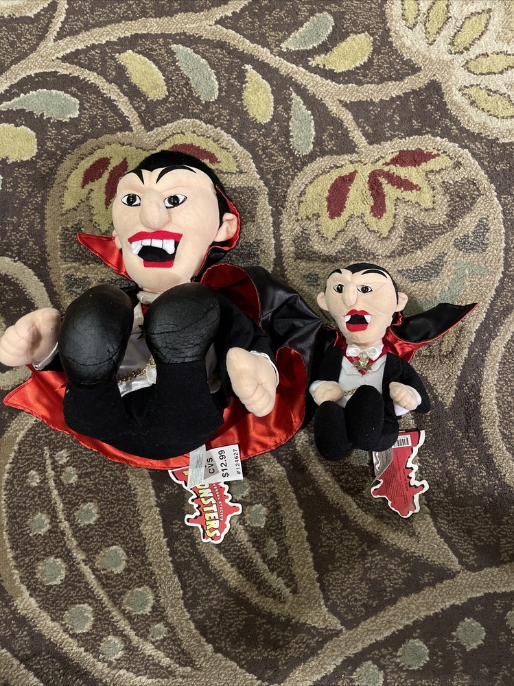2Universal Studios Monsters 1999 Plush Dracula 16" & 8” Halloween Decorations