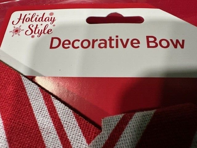 Holiday Style Large 16" Tree Box Wreath Stripe Bow Plastic Explanders Christmas