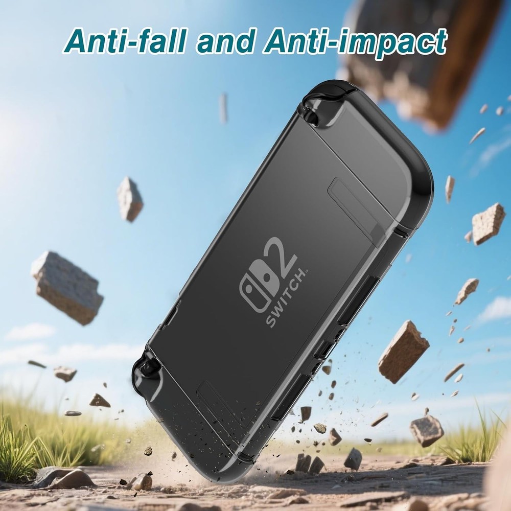 Clear Case for Nintendo Switch 2 with Screen Protector,Thumb Grips,PC Protective