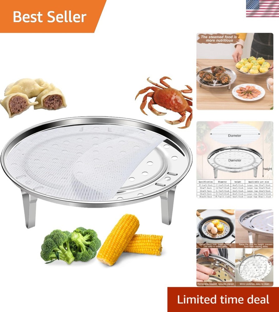 7.9-Inch Round Steamer Basket - Durable Stainless Steel with Stackable Design