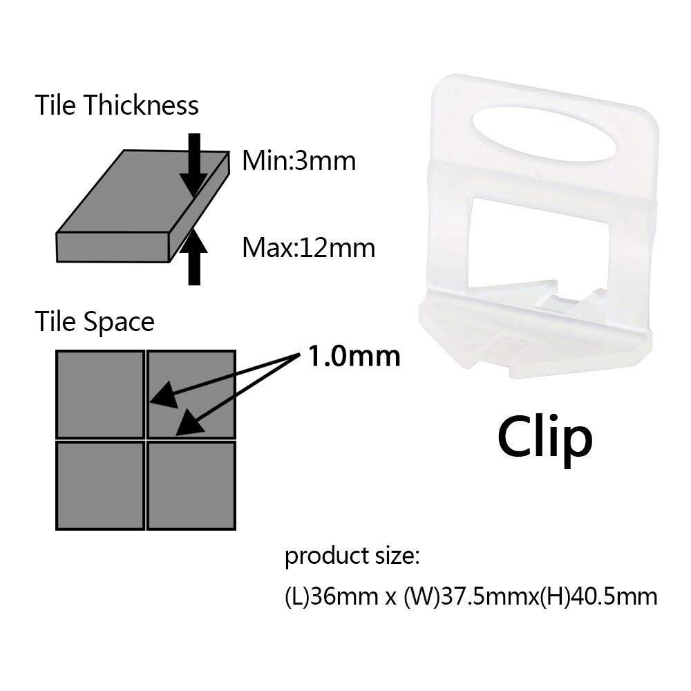 Tile Leveling System Clips Spacers 1.0mm - 1/32 - 2.000pcs