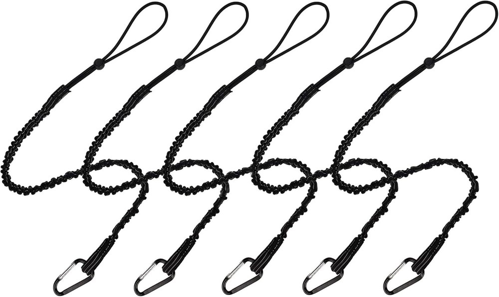 5 Pack Tool Lanyard Elastic Bungee Strap With Self Locking Carabiner 30Lbs