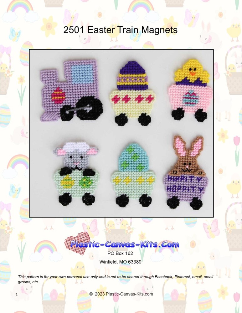 Easter Train Magnets-Plastic Canvas Pattern or Kit