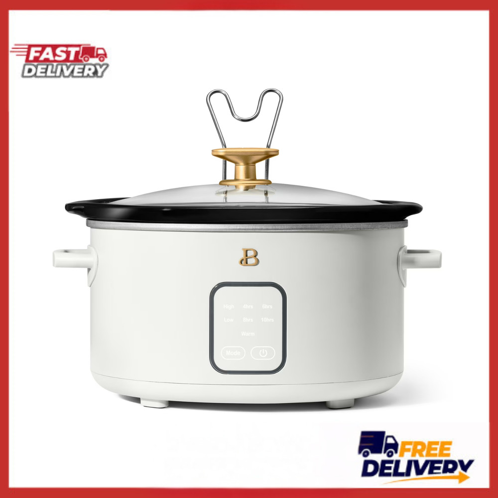 Beautiful 4 Qt Slow Cooker Touch Display Programmable Kitchen Cooker White Icing