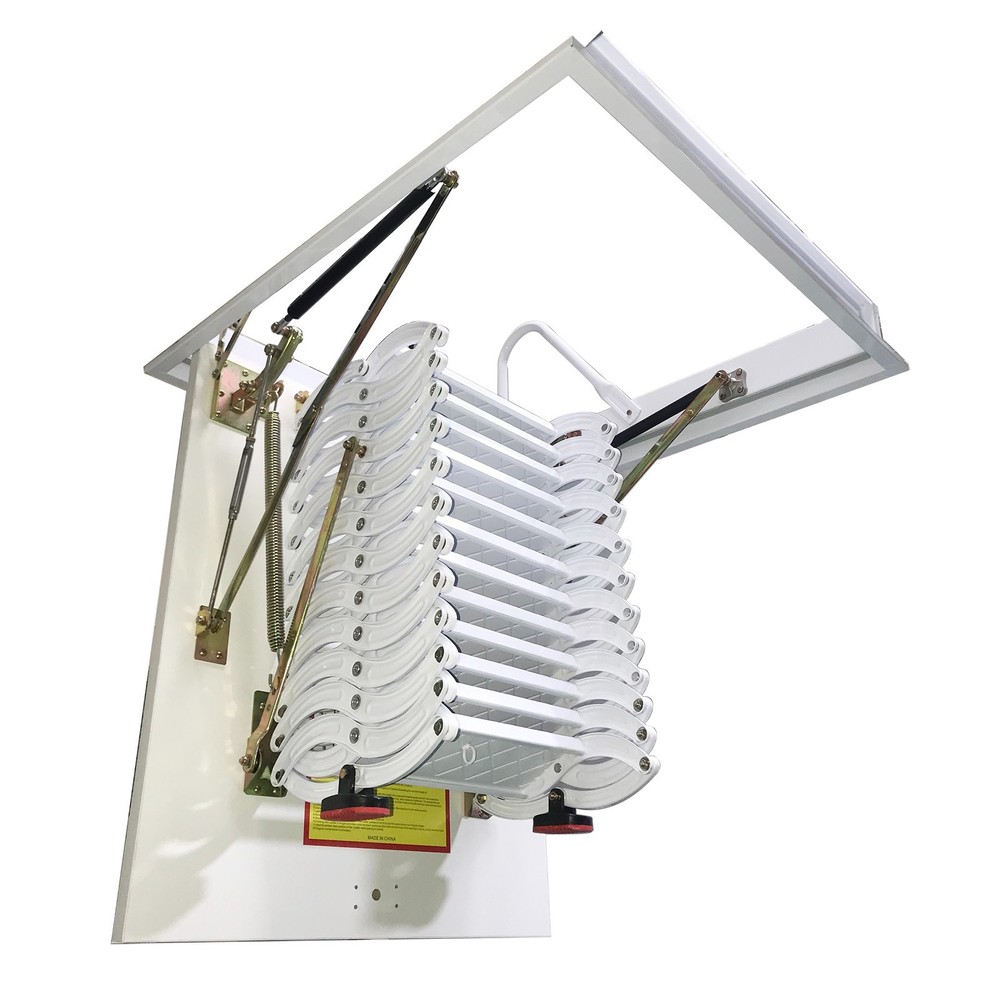 9.84ft Folding Loft Ladder Stairs 12 Steps Attic Pull Down Ceiling Ladder