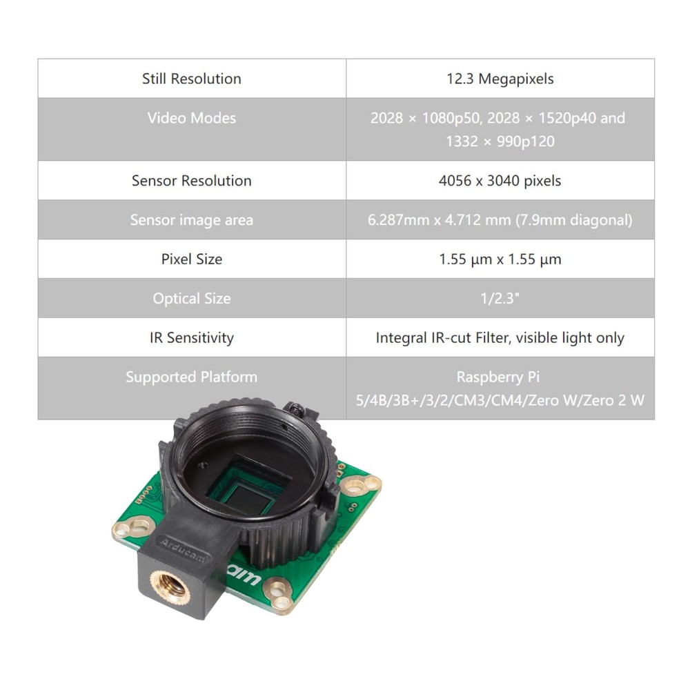 for Raspberry Pi HQ Camera Module,12.3MP IMX477 Raspberry Pi Camera for Raspb...