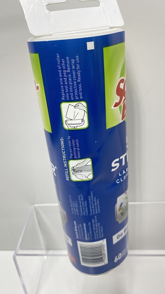 Scotch Brite Lint Roller 8" Refill - Large Surface, 50% Stickier 60 Sheets