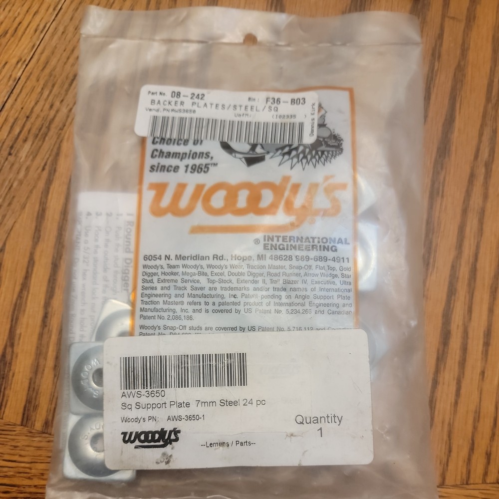NOS WOODY'S SQUARE STUD SUPPORT PLATE AWS-3650 24PCS