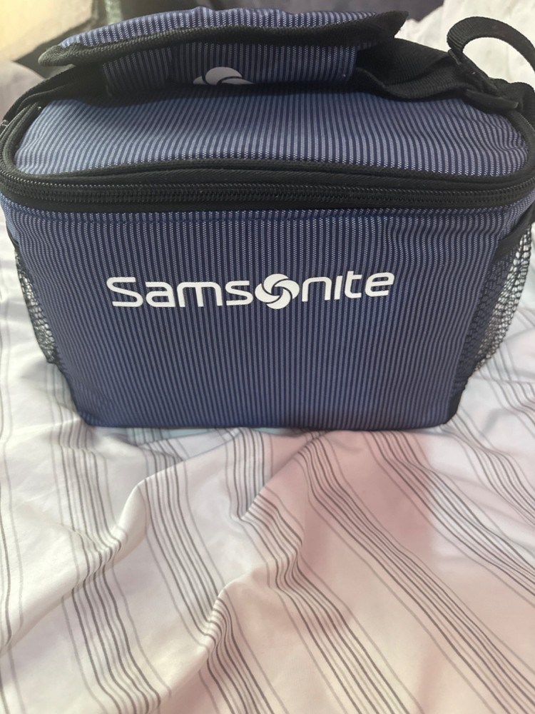 samsonite lunch bag blue and black
