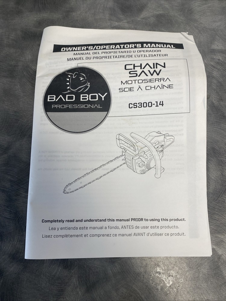 Bad Boy Professional 14” Chainsaw (CS300-14)(New Opened Box)