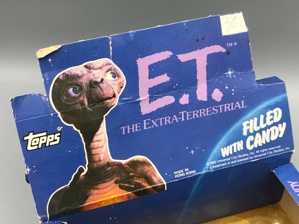 1982 STORE DISPLAY Box TOPPS Gum 9 E.T. CANDY CONTAINER Toppers Vintage ET