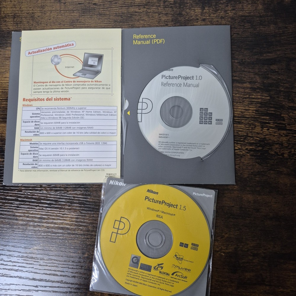 Nikon Picture Project 1.5 Windows & Mac CD-Rom & Reference Manual Disc - 2 Discs