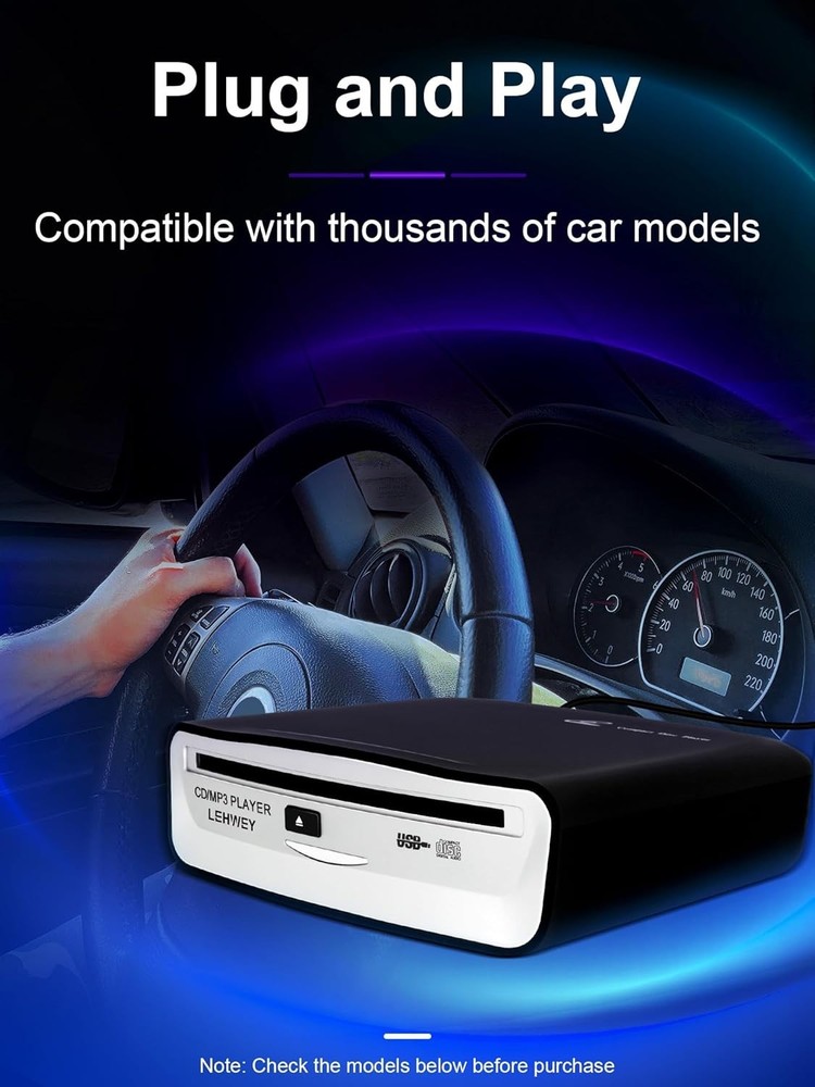 Plug-and-Play Car CD Player with Remote Control