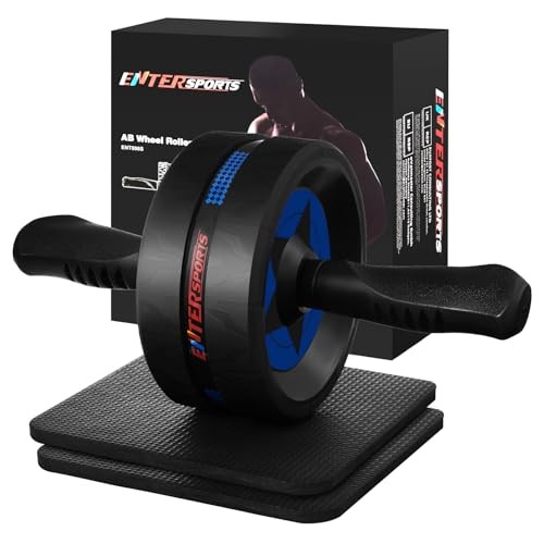 Ab Roller Wheel for Abs Workout - Abdominal Exercise Equipment with 2 Knee Blue