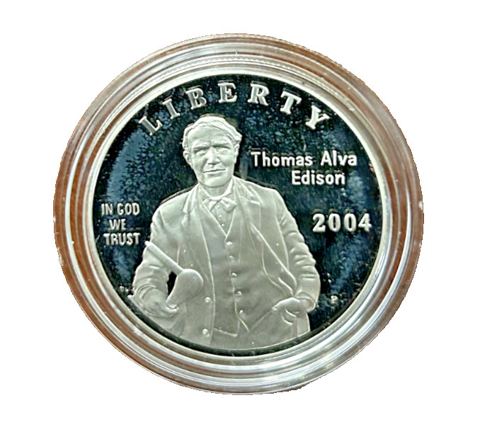 2004-P Thomas Edison Silver Dollar Proof US Mint $1 Commemorative