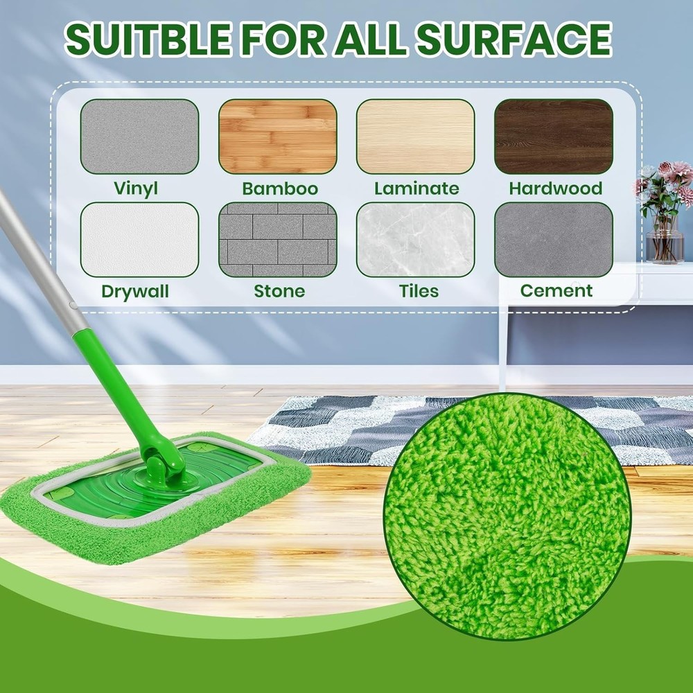 Universal Fit Mop Pads - Machine-Washable Microfiber 6-Pack for Easy Cleaning