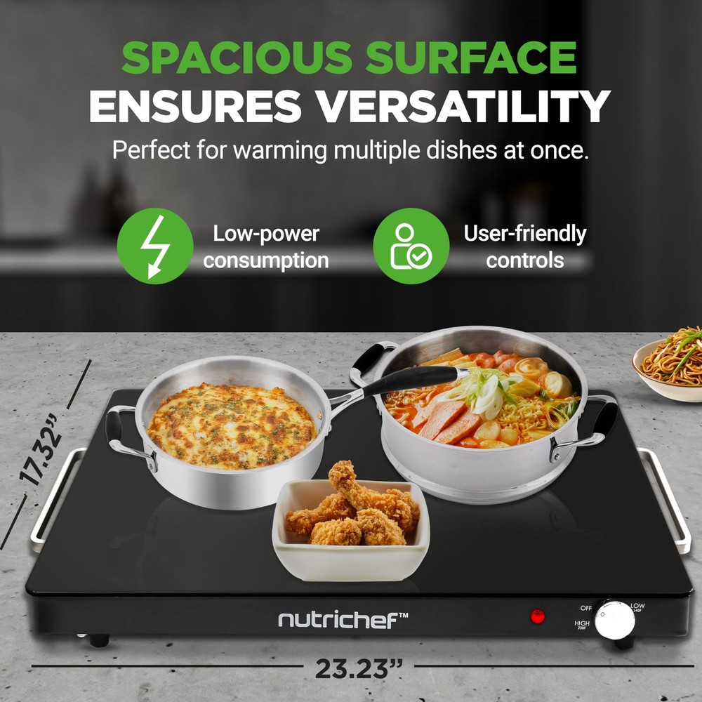 NutriChef Electric Warming Tray - Black