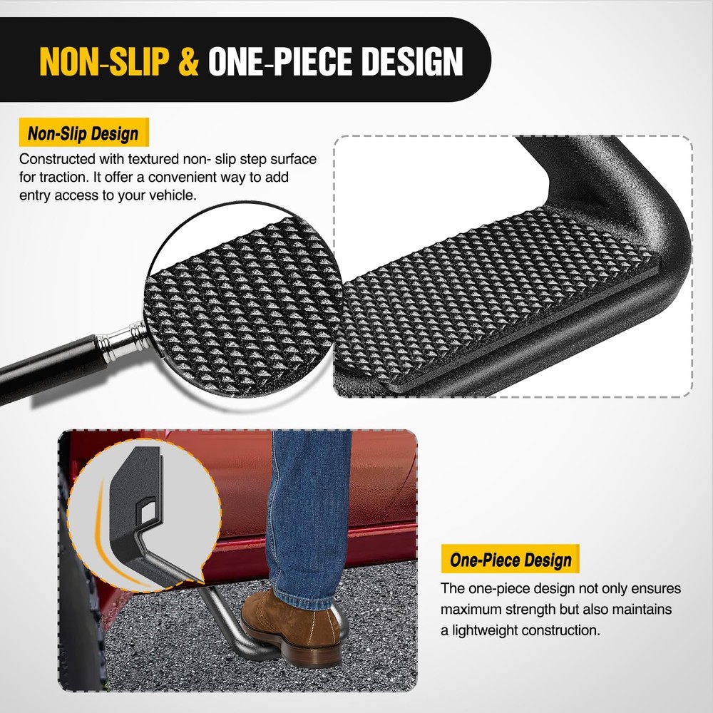 Nilight Universal Side Step Slip-Proof Aluminum Side Hoop Steps Nerf Bars