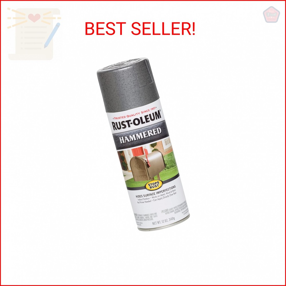 Rust-Oleum 7214830 Stops Rust Hammered Spray Paint, 12 oz, Gray