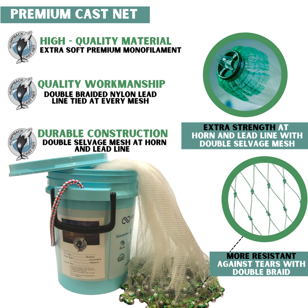 Humpback Ballyhoo Cast Net - 1/2" Sq. Mesh