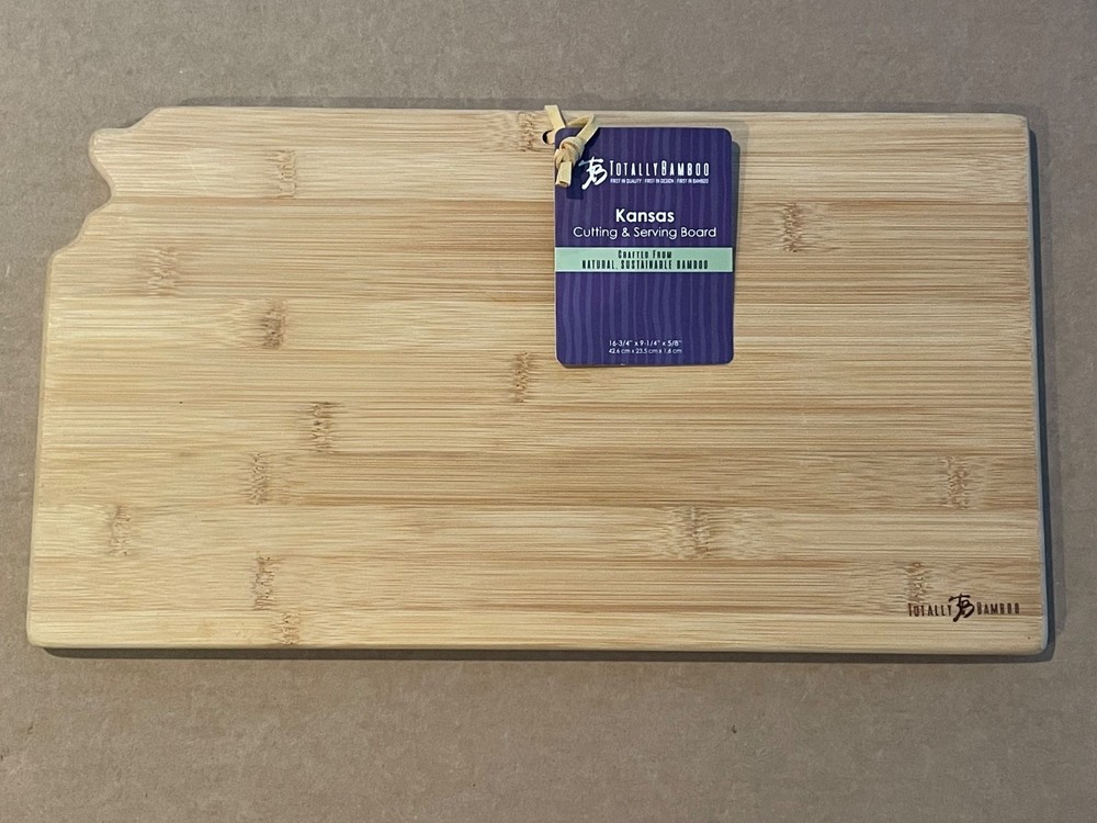 Totally Bamboo Kansas State Shaped Bamboo Serving & Cutting Board ~ NEW w/ Tag !