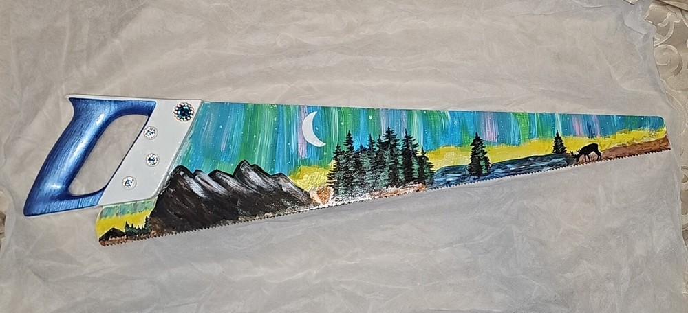 Northern Lights Handpainted Saw