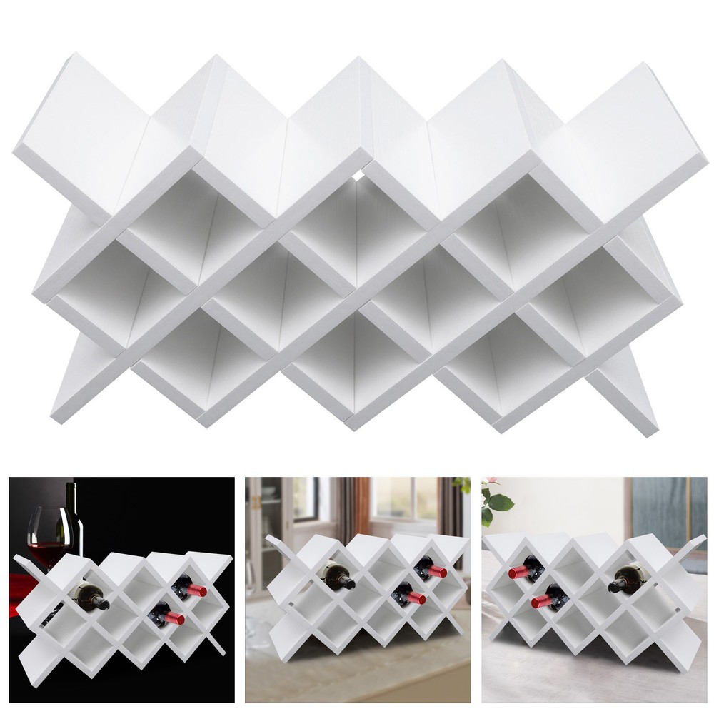 Bottle Wine Lattice Rack 10 Grids Wall-Mount Insert Display Storage Holder Shelf