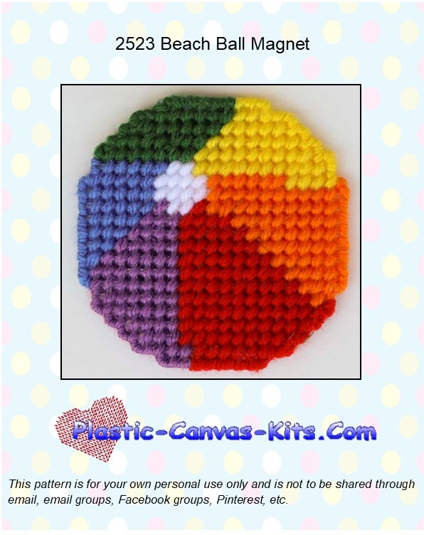 Beach Ball Magnet - Plastic Canvas Pattern or Kit