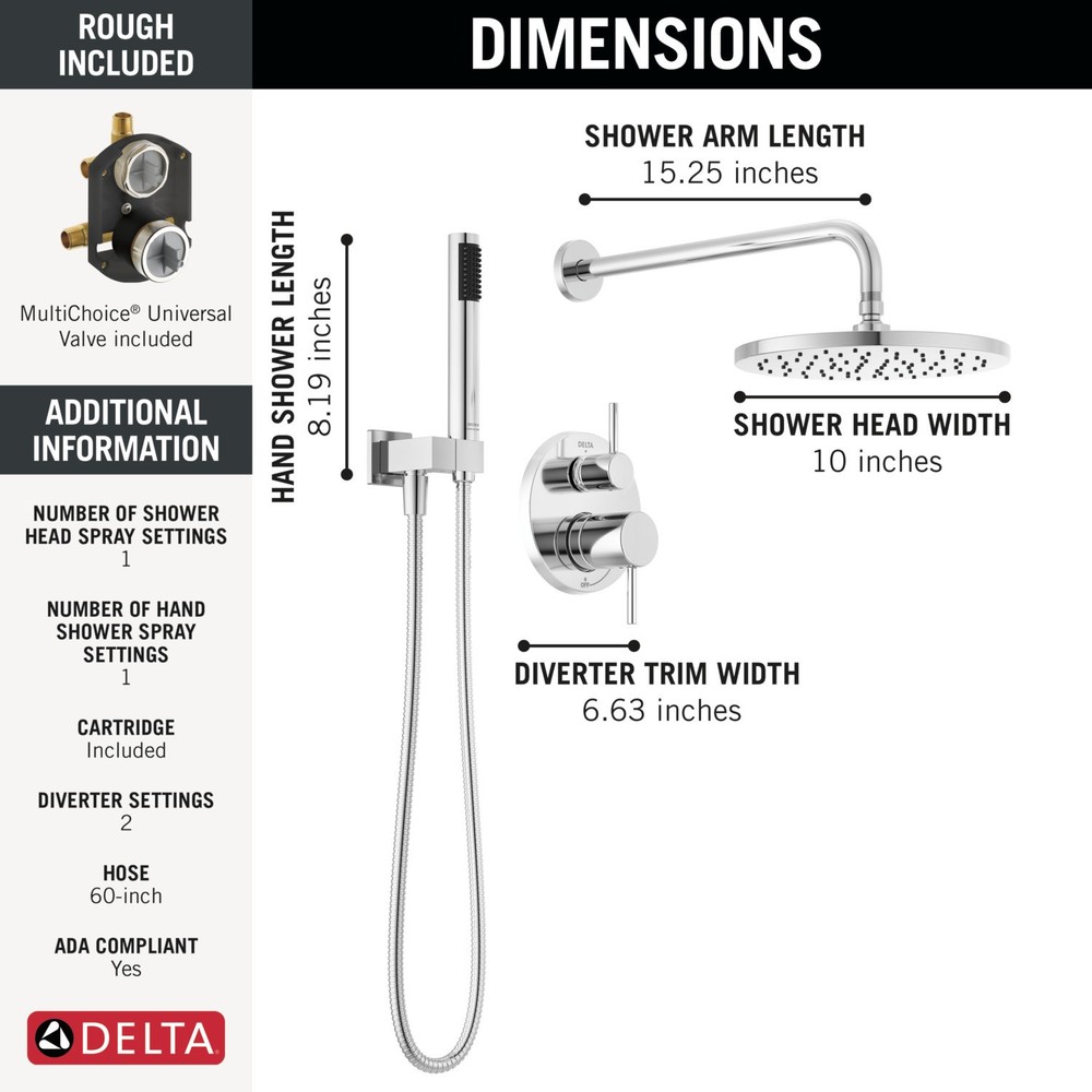 Delta 342702 Modern Round Non Shared Function Shower System - Bronze