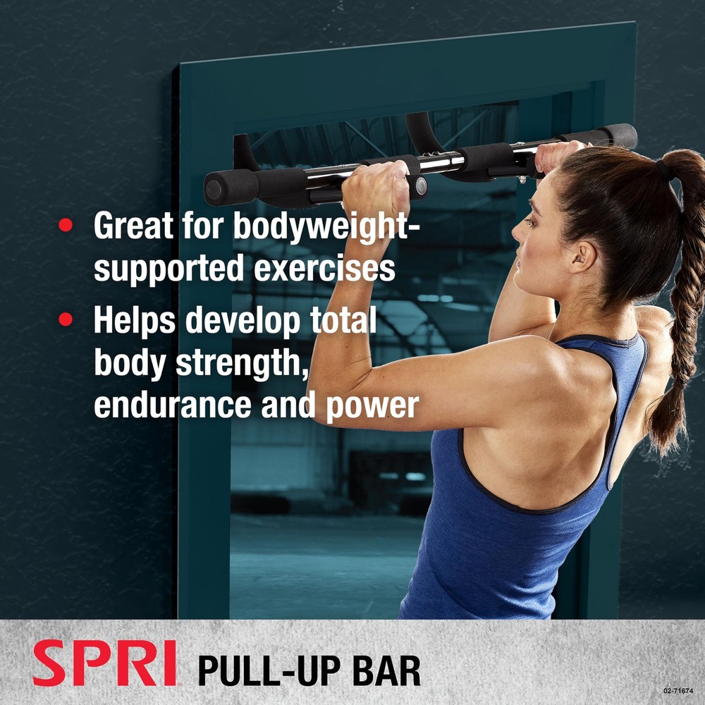 SPRI Pull Up Bar - 8-Grip Door Frame Mounting Pull-Up Bar for Versatile Worko...