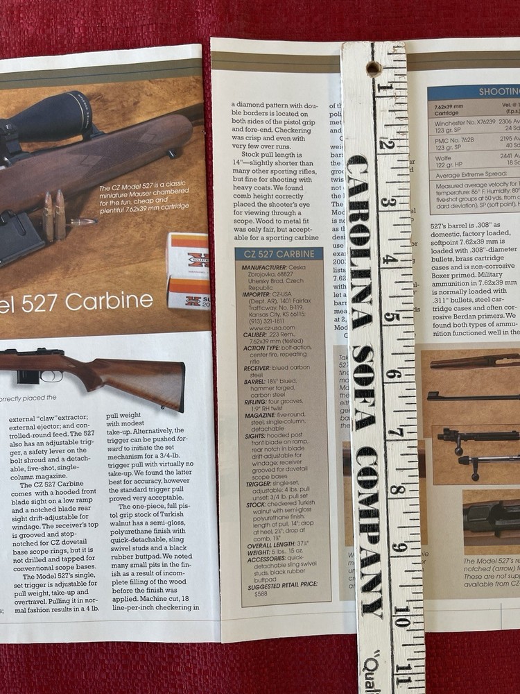 2003 CZ Model 527 Carbine Print Ad Accuracy Description Article