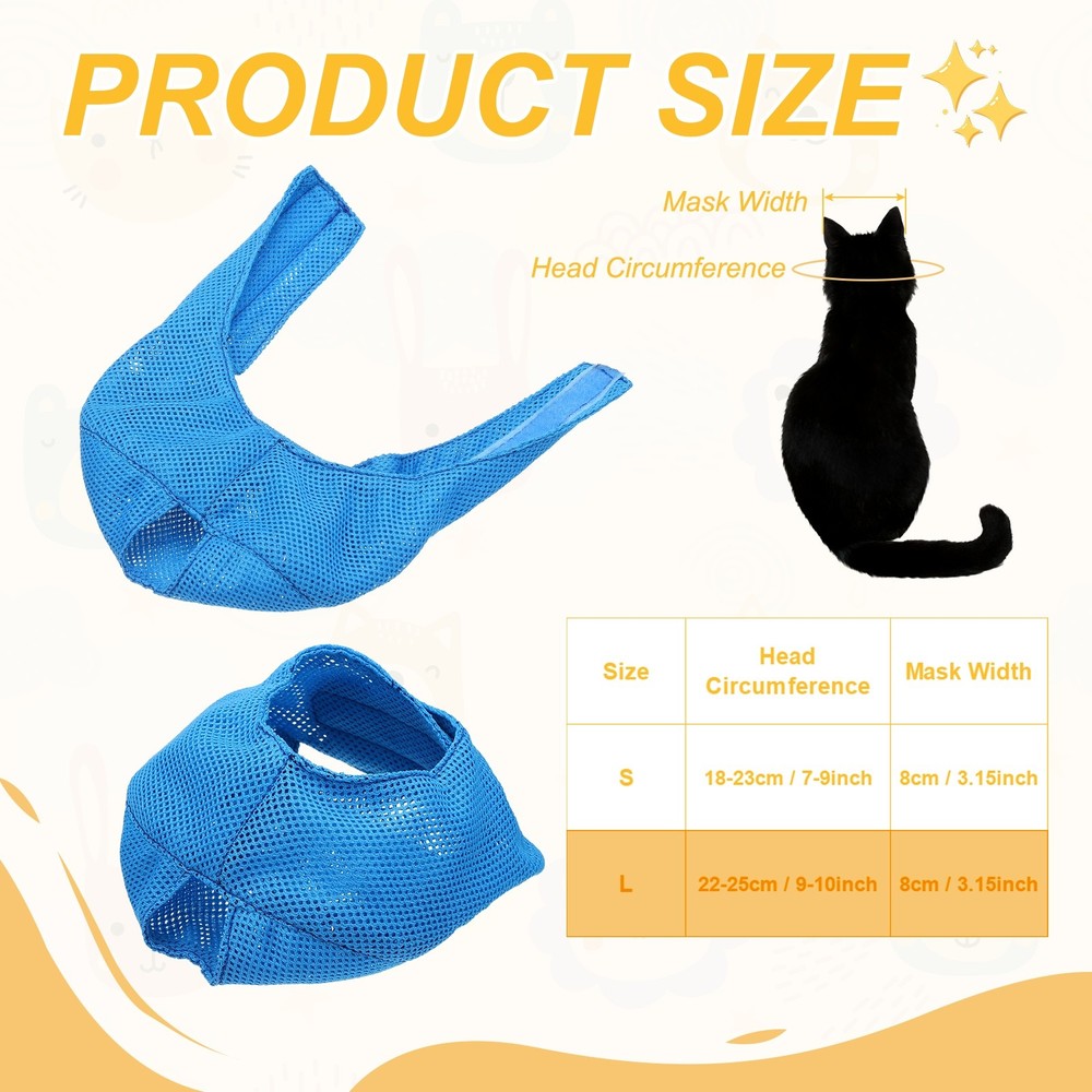 Cat Muzzle, Breathable Mesh Muzzle Circumference 9-10 Inches, (Blue, 1Pcs)