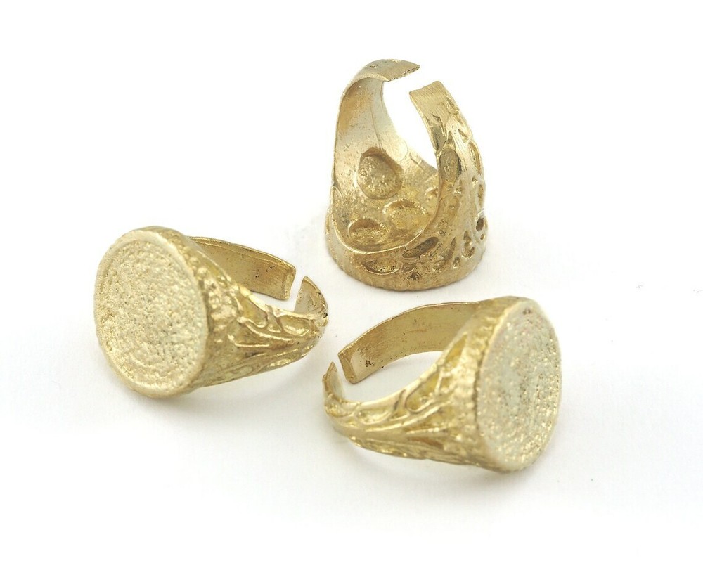 Adjustable Signet Ring Raw Brass (18mm 8US inner size) 3209 ring23