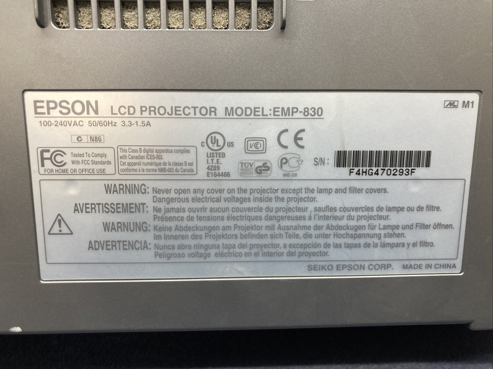 Epson PowerLite 830p Projector Tested Working Good Condition Quick Ship