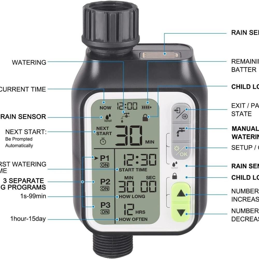 Water Timer Digital Irrigation Timer Programmable Watering Timer Sprinkler Tim╏