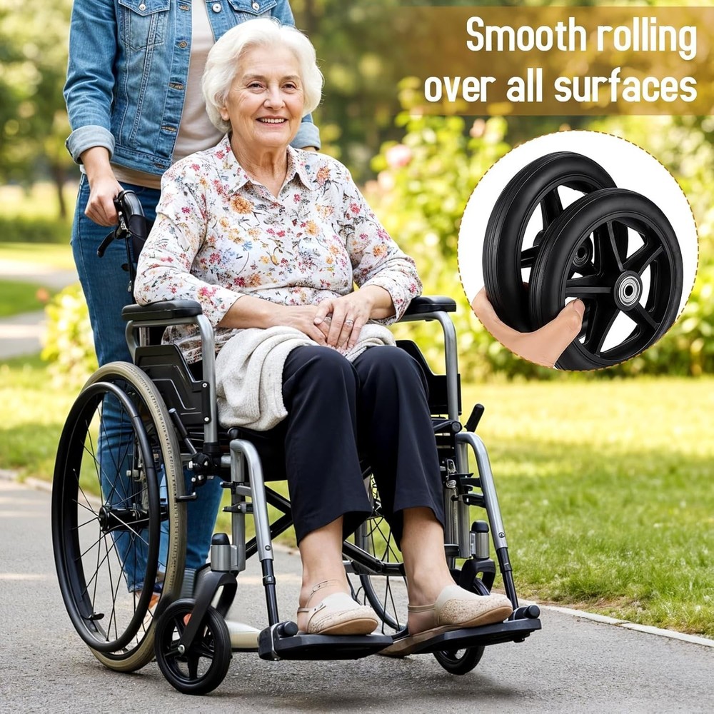 4 Pack 6" Solid Wheelchair Walker Rollator Front Wheels w/ Axles