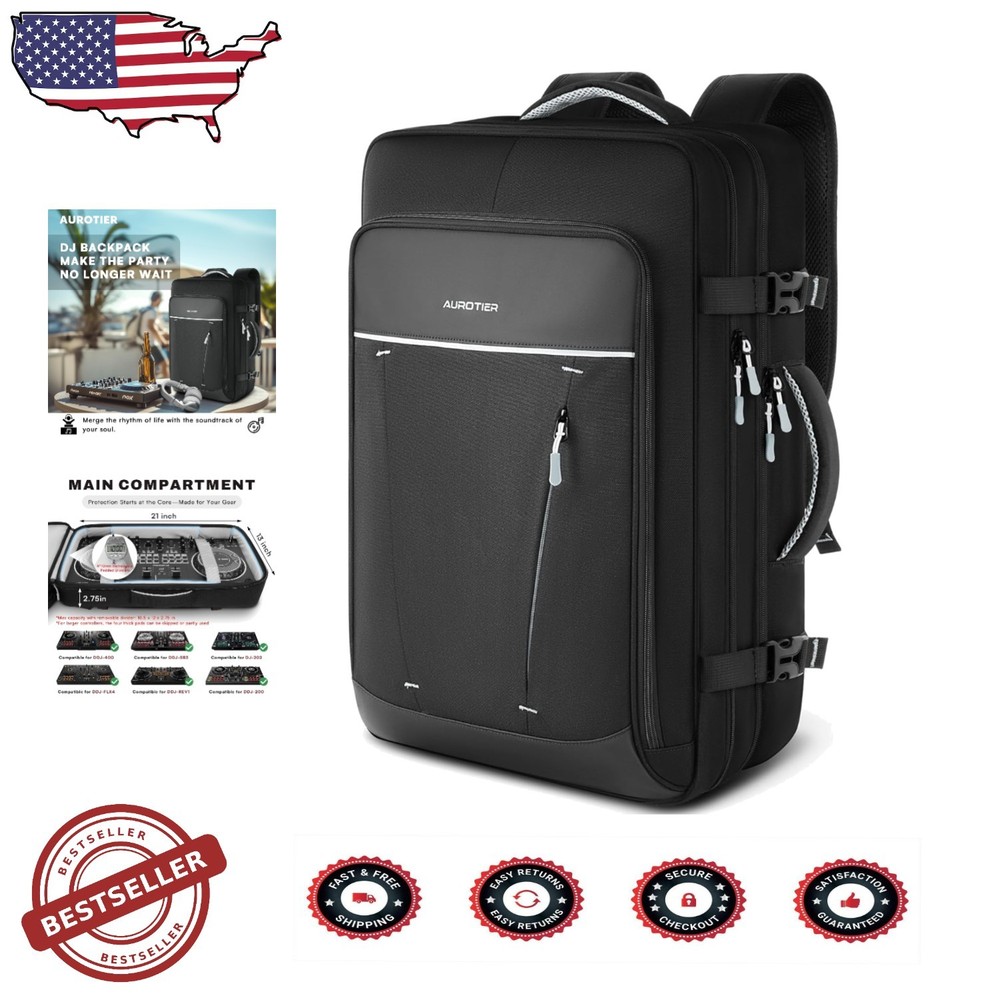 DJ Controller Case Grey Padded Backpack w/ Laptop Sleeve & Organized Pockets