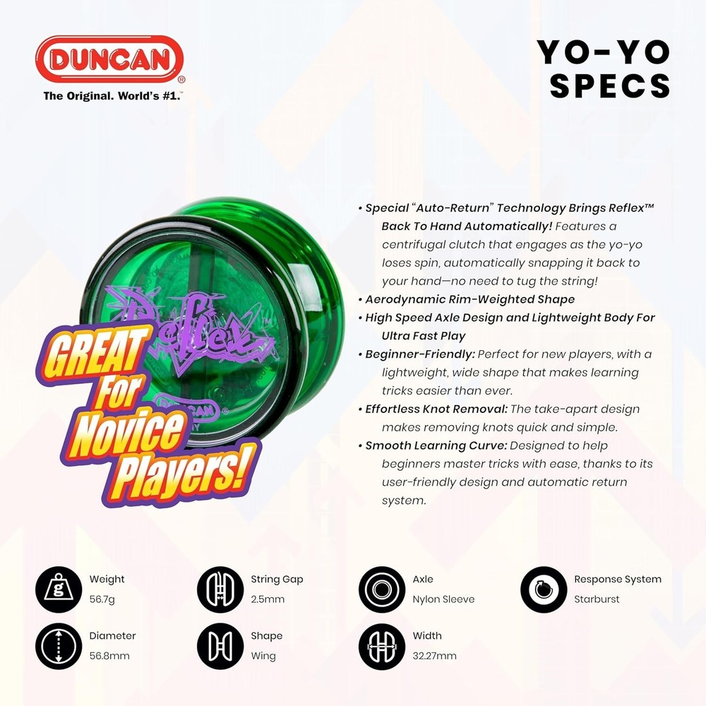 Durable Reflex Beginner Yo-Yo - Green Automatic Return for Easy Learning